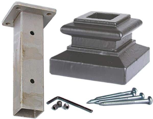 HOUSE OF FORGINGS Square Mounting Kit 3.125 in. Cast Iron Level Shoe Newel Shoe Oil Rubbed Bronze