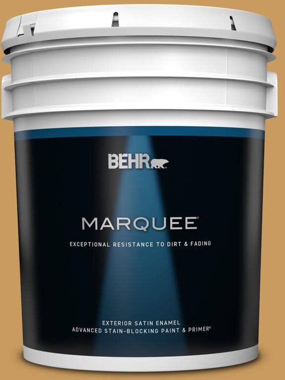 BEHR MARQUEE 5 gal. #M280-6 Solid Gold Satin Enamel Exterior Paint & Primer