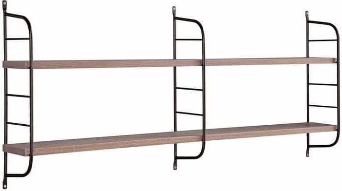 2-Tier Wall Mounted Shelf with Adjustable Shelves, Metal Bracket, Wall Decoration, Taupe/Black 47.25 in. L