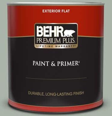 BEHR PREMIUM PLUS 1 qt. #BXC-38 Alpine Air Flat Exterior Paint & Primer