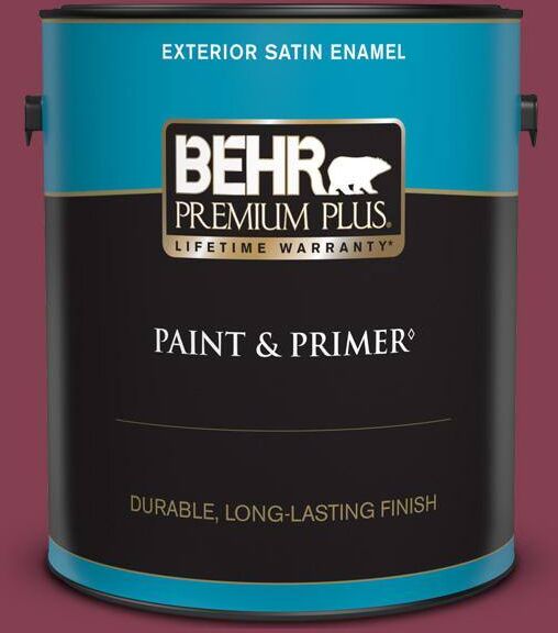 BEHR PREMIUM PLUS 1 gal. #S-H-100 Exotic Flowers Satin Enamel Exterior Paint & Primer