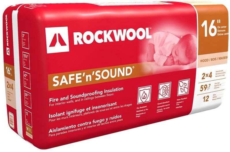 ROCKWOOL Safe 'n' Sound 3 in. x 15-1/4 in. x 47 in. Soundproofing and Fire Resistant Stone Wool Insulation Batt (59.7 sq. ft.)