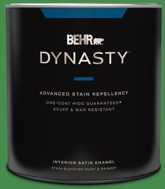 BEHR DYNASTY 1 qt. #MQ4-48 Planet Green One-Coat Hide Satin Enamel Interior Stain-Blocking Paint and Primer