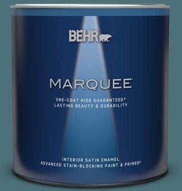 BEHR MARQUEE 1 qt. #S450-6 Tornado Season One-Coat Hide Satin Enamel Interior Paint & Primer