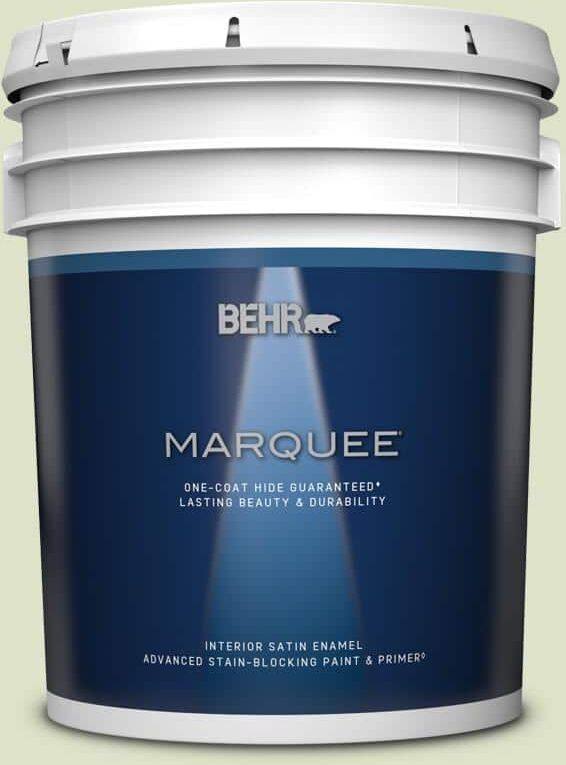 BEHR MARQUEE 5 gal. #M350-2 Aloe Nectar Satin Enamel Interior Paint & Primer