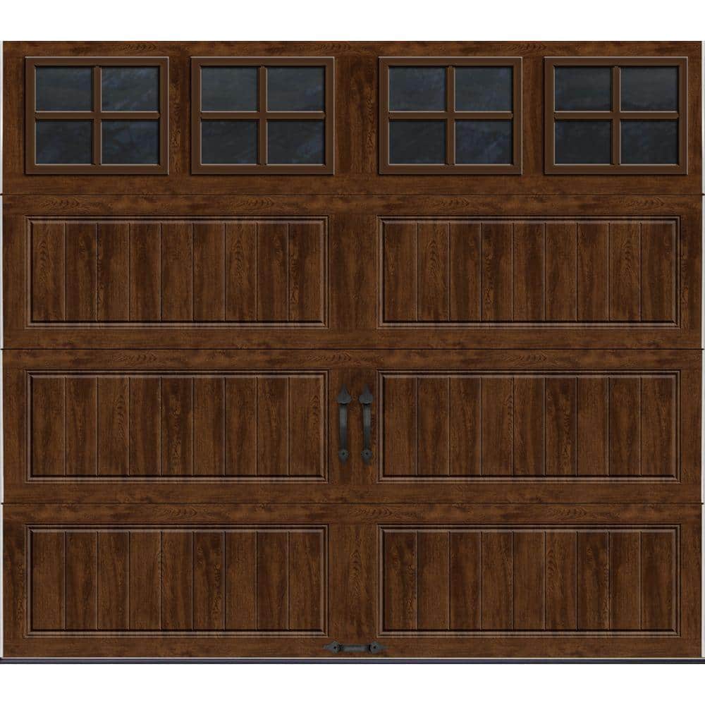 Clopay Gallery Steel 9 ft. x 7 ft. 6.5 R-Value Insulated Walnut Finish Garage Door with Windows