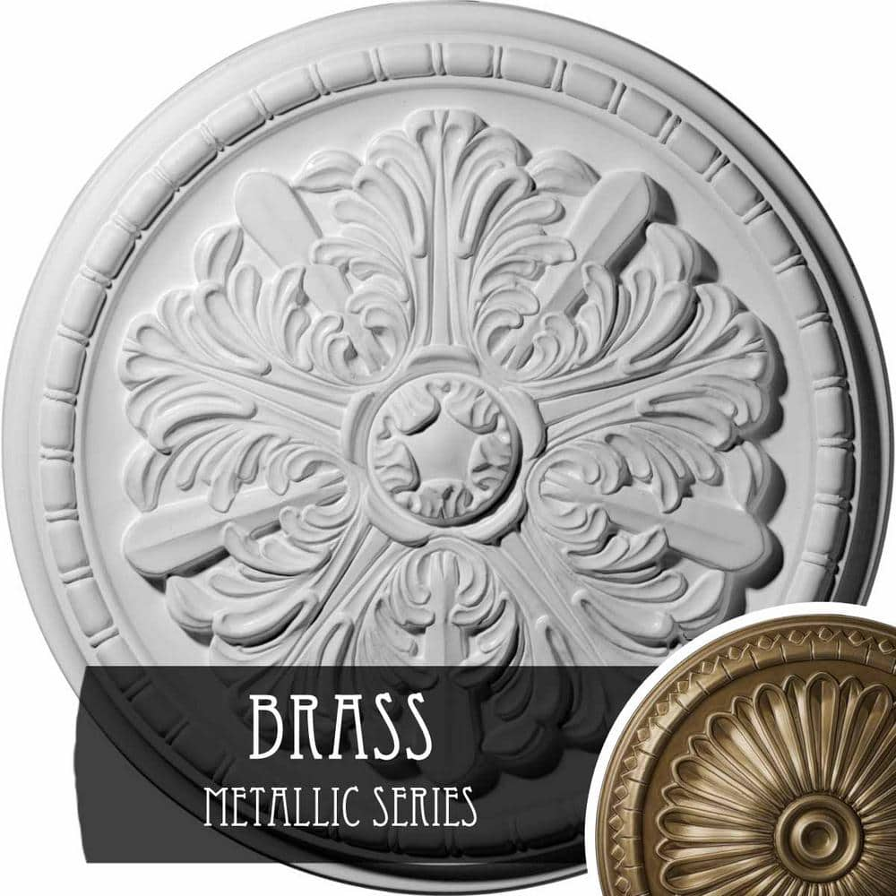 Ekena Millwork 17-1/8" x 1-1/2" Washington Urethane Ceiling Medallion (Fits Canopies upto 2-7/8"), Brass