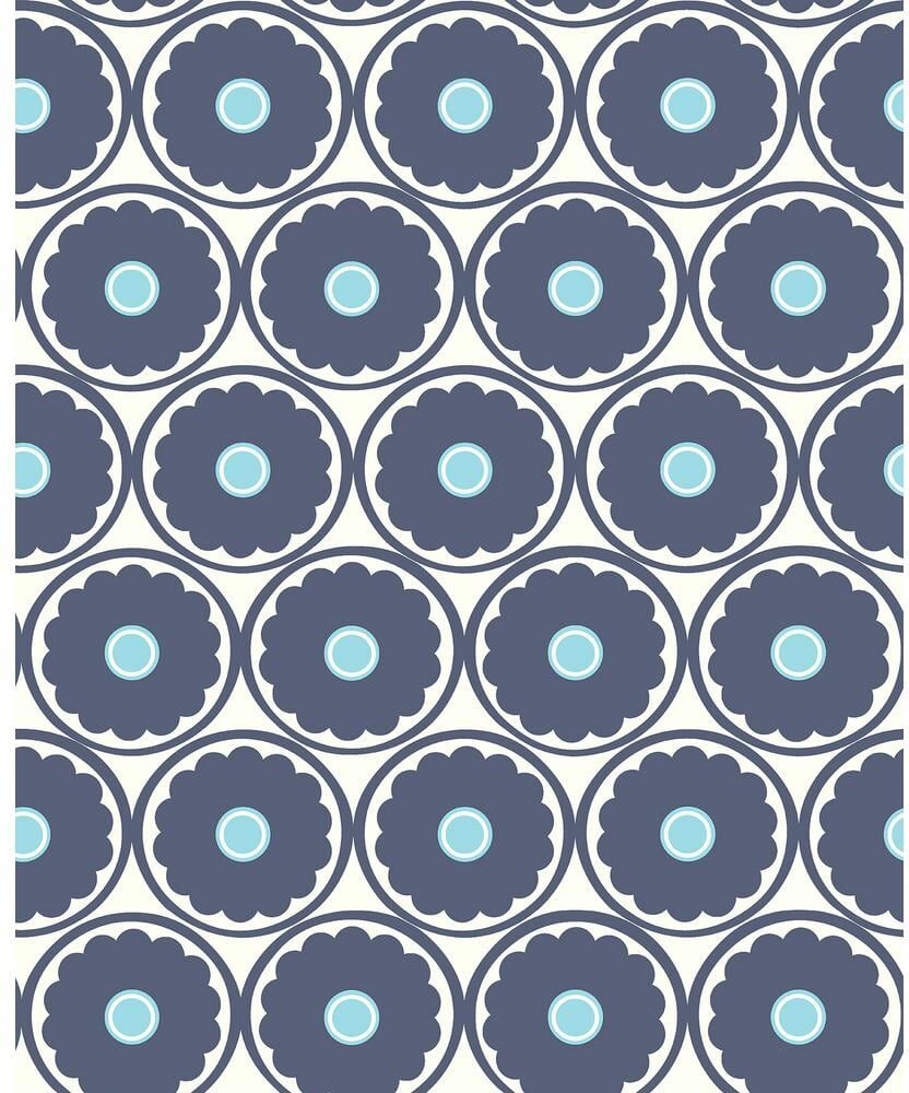 A-Street Prints Buttercup Blue Flower Paper Strippable Roll (Covers 56.4 sq. ft.)