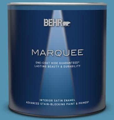 BEHR MARQUEE 1 qt. #M490-5 Jet Ski One-Coat Hide Satin Enamel Interior Paint & Primer