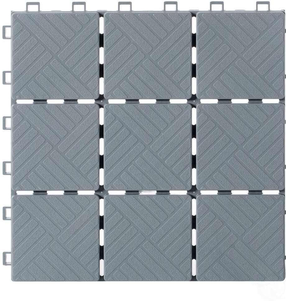 Gardenised Gray Plastic Interlocking Garden Path Tiles Outdoor Flooring Decorative Floor Grass Paver (Pack of 5)