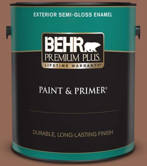 BEHR PREMIUM PLUS 1 gal. #S190-6 Rio Rust Semi-Gloss Enamel Exterior Paint & Primer