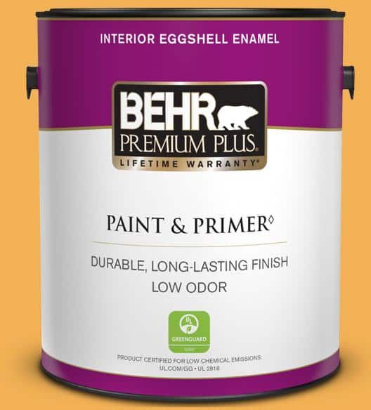 BEHR PREMIUM PLUS 1 gal. #PMD-20 Goldenrod Field Eggshell Enamel Low Odor Interior Paint & Primer