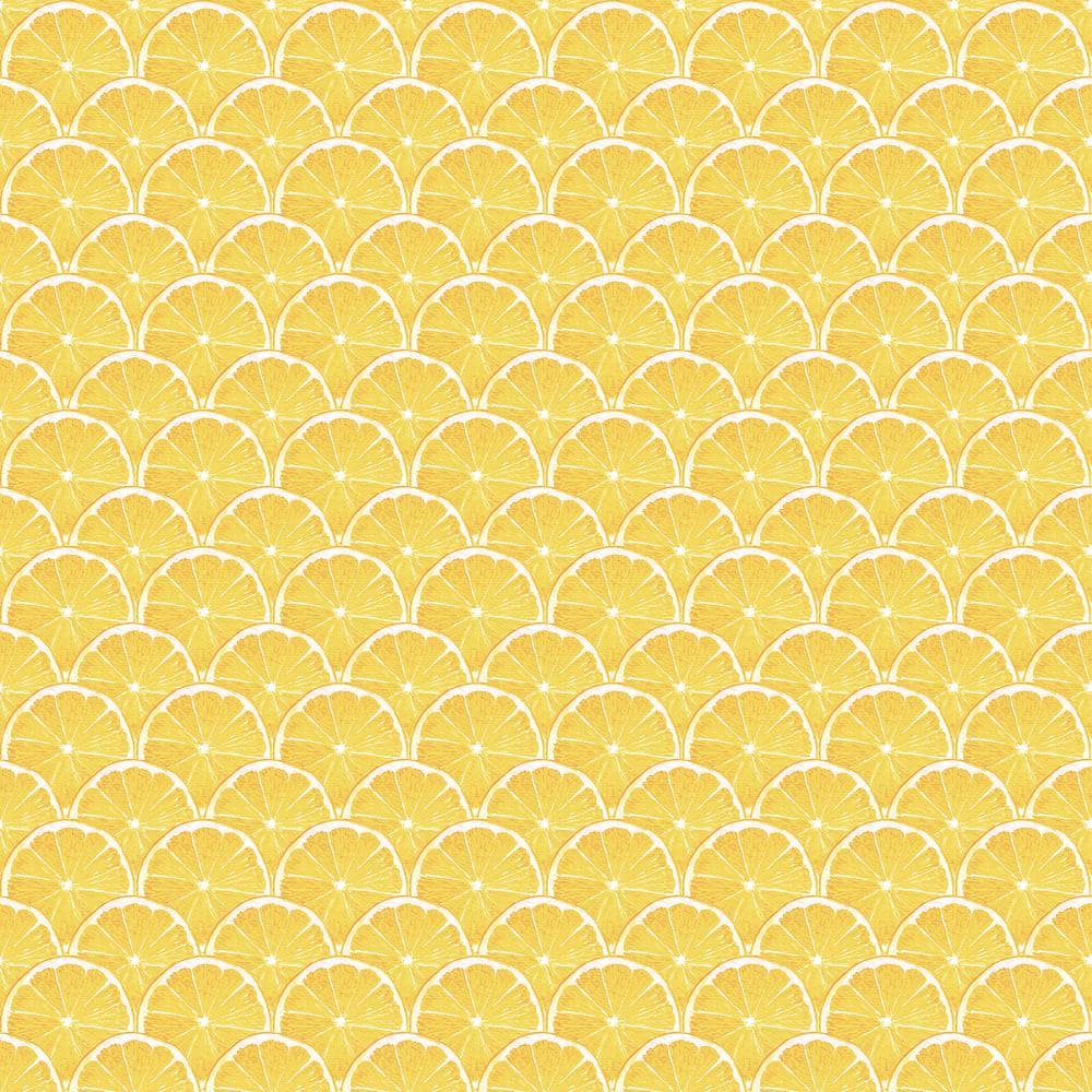 Lemon Scallop Yellow Matte Finish Vinyl on Non-Woven Non-Pasted Wallpaper Roll