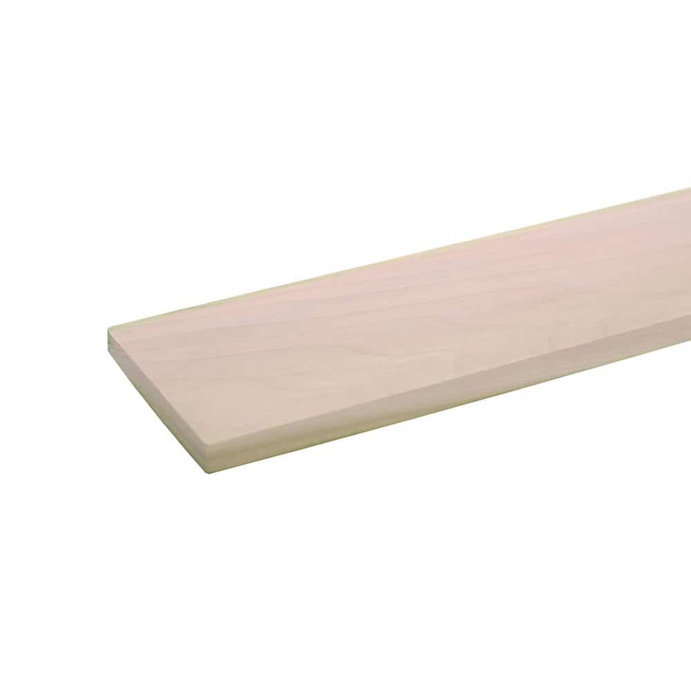Waddell Project Board - 96 in. x 4 in. x 1 in. - Unfinished S4S Poplar Hardwood w/No Finger Joints - Ideal for DIY Shelving