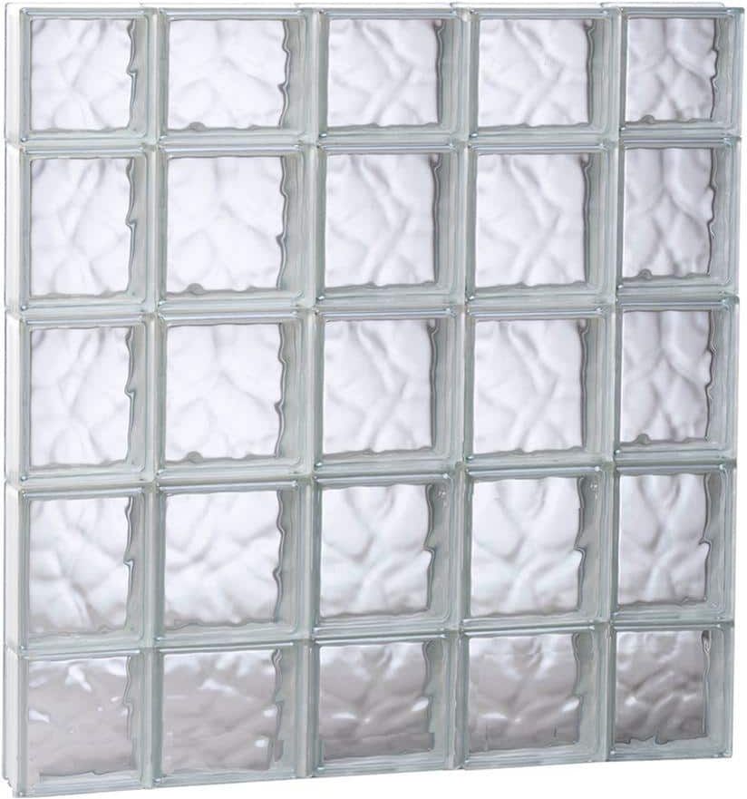 Clearly Secure 34.75 in. x 34.75 in. x 3.125 in. Frameless Wave Pattern Non-Vented Glass Block Window