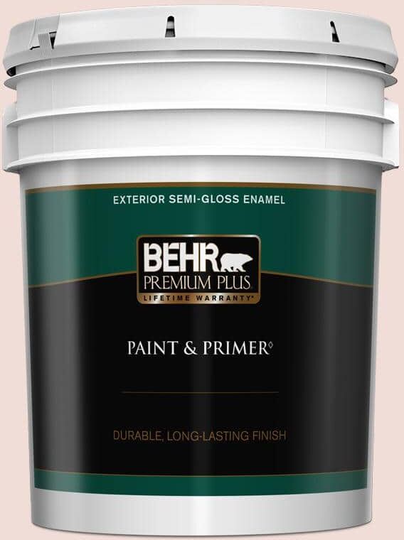 BEHR PREMIUM PLUS 5 gal. #BIC-05 Shabby Chic Pink Semi-Gloss Enamel Exterior Paint & Primer