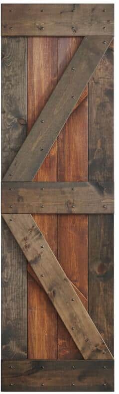 COAST SEQUOIA INC K Series 30 in. x 84 in. Dark Walnut/Aged Barrel Knotty Pine Wood Barn Door Slab