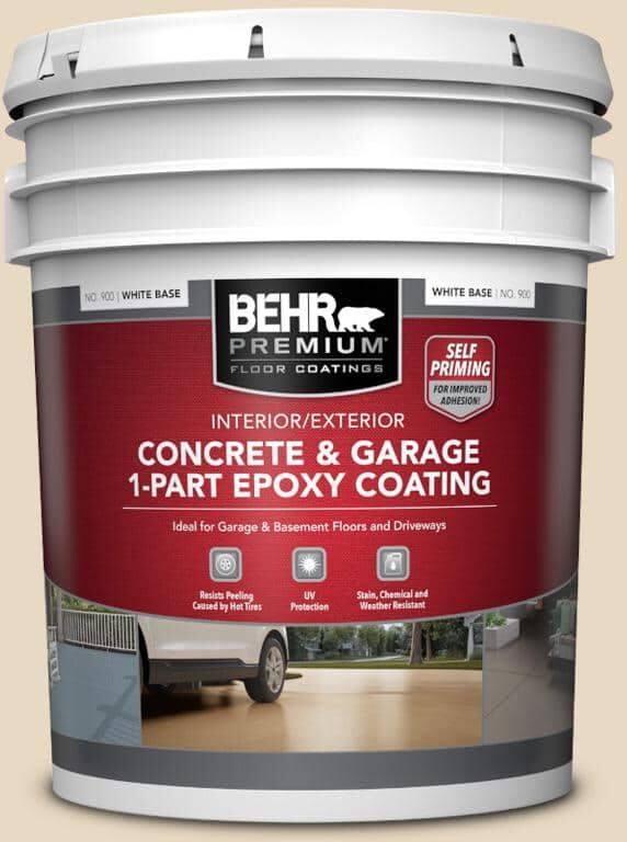 BEHR PREMIUM 5 gal. #PFC-16 Wool Coat Self-Priming 1-Part Epoxy Satin Interior/Exterior Concrete and Garage Floor Paint