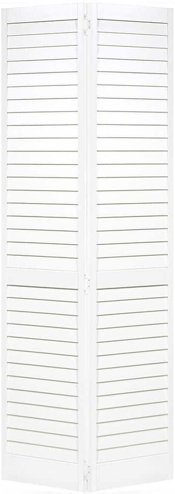 Kimberly Bay 32 in. x 80 in. Plantation Louvered Solid Core White Wood Interior Closet Bi-Fold Door