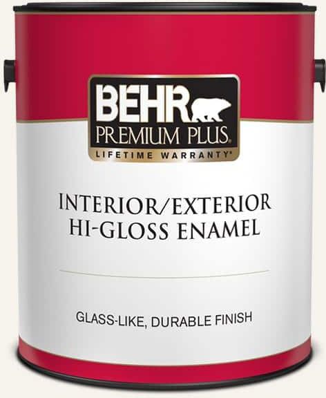 BEHR PREMIUM PLUS 1 gal. #730A-1 Smart White Hi-Gloss Enamel Interior/Exterior Paint