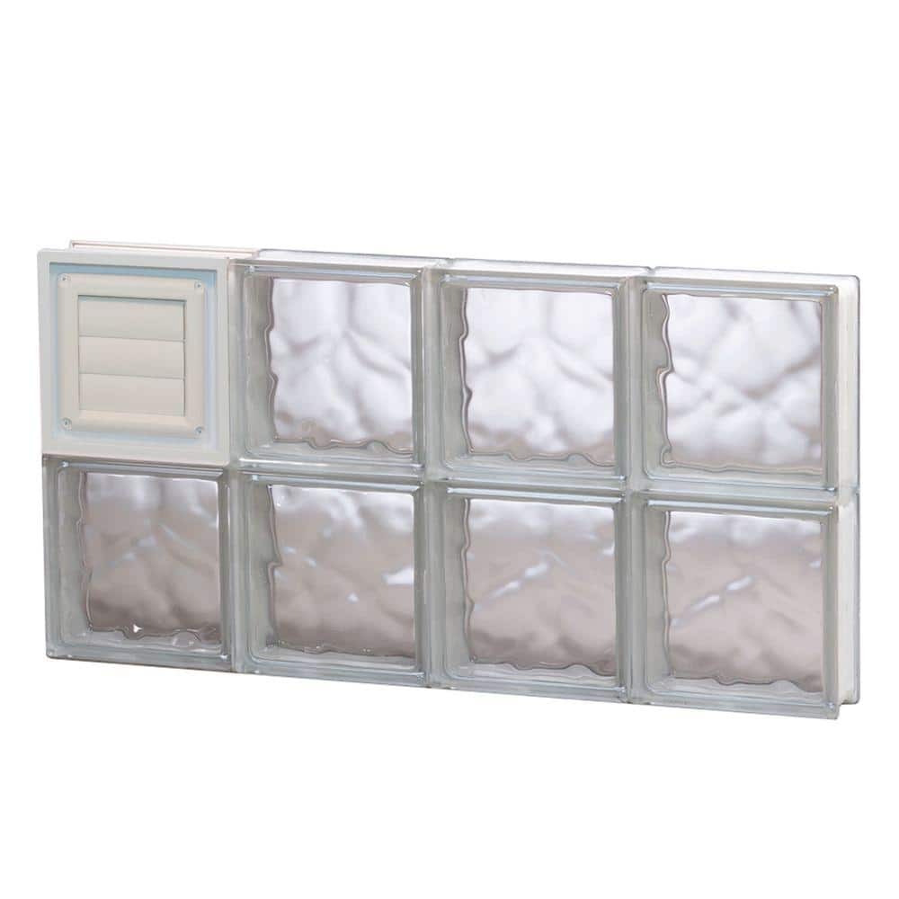 Clearly Secure 31 in. x 15.5 in. x 3.125 in. Frameless Wave Pattern Glass Block Window with Dryer Vent