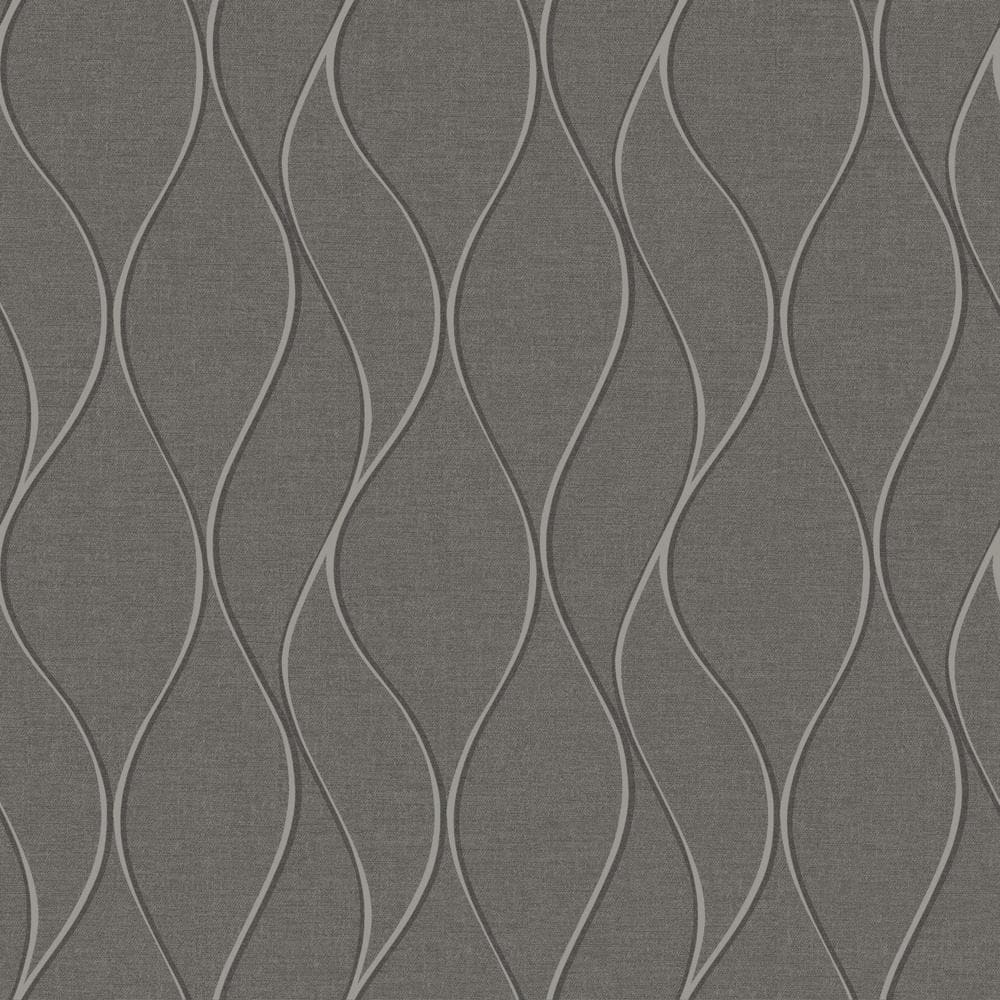 RoomMates Grey Wave Ogee Vinyl Peel & Stick Wallpaper Roll (Covers 28.18 Sq. Ft.)