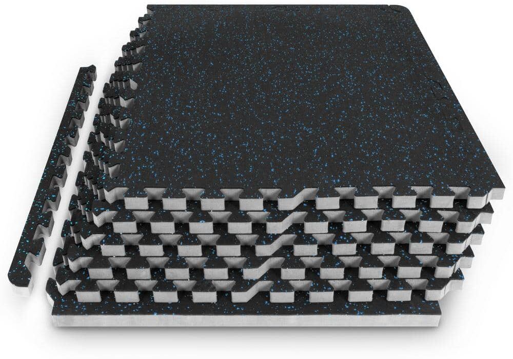 PROSOURCEFIT Rubber Top Thick Exercise Puzzle Mat Blue 24 in. x 24 in. x 0.75 in. EVA Foam Interlocking Tiles (6-Pack (24 sq. ft.)