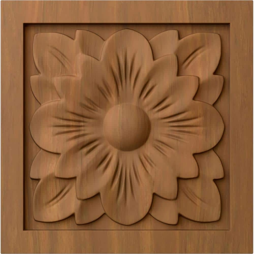 Ekena Millwork 5-1/8 in. x 1 in. x 5-1/8 in. Unfinished Wood Cherry Large Dogwood Flower Rosette