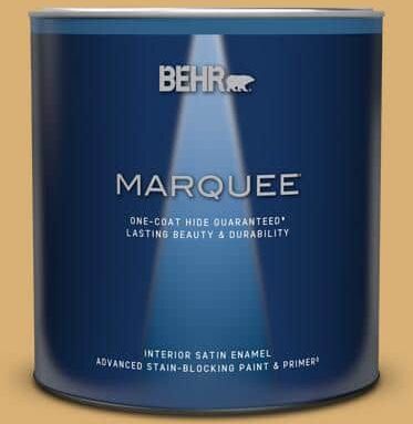 BEHR MARQUEE 1 qt. Home Decorators Collection #HDC-AC-08 Mustard Field Satin Enamel Interior Paint & Primer