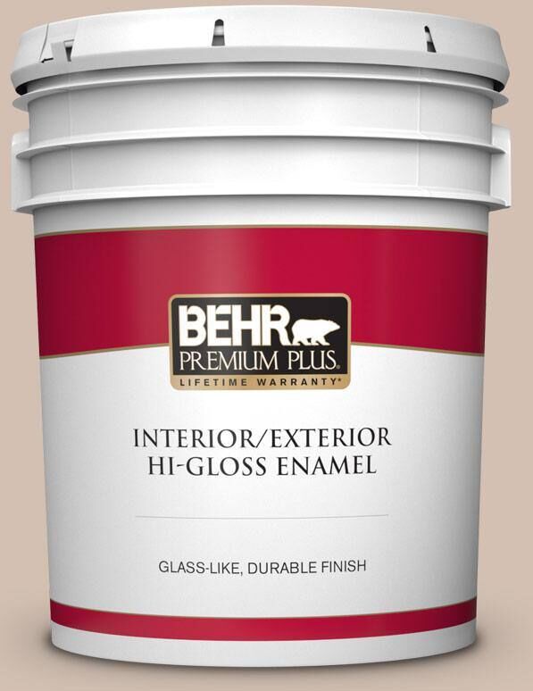 BEHR PREMIUM PLUS 5 gal. #HDC-AC-04 Avenue Tan Hi-Gloss Enamel Interior/Exterior Paint