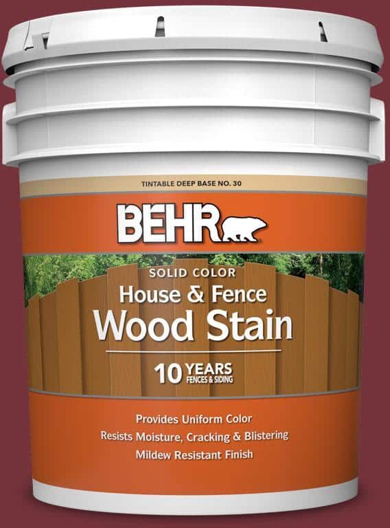 BEHR 5 gal. #PPF-01 Tile Red Solid Color House and Fence Exterior Wood Stain