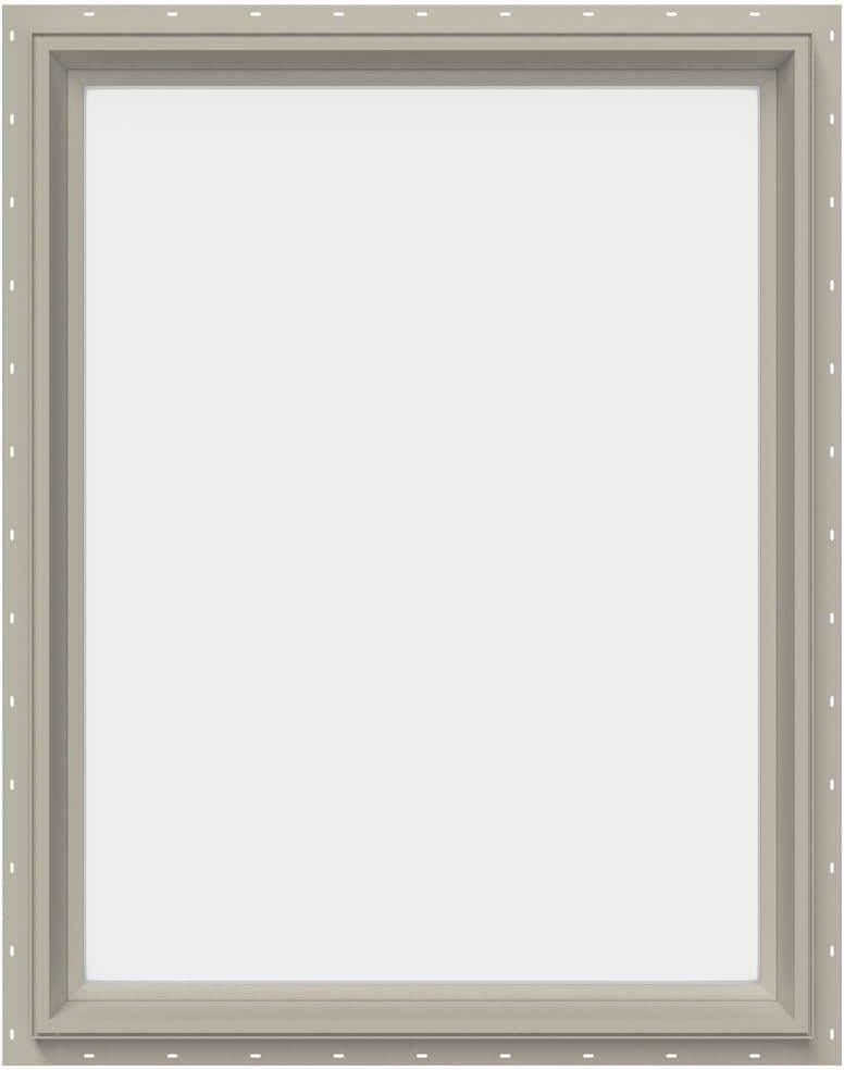 JELD-WEN 29.5 in. x 35.5 in. V-2500 Series Desert Sand Vinyl Picture Window w/ Low-E 366 Glass