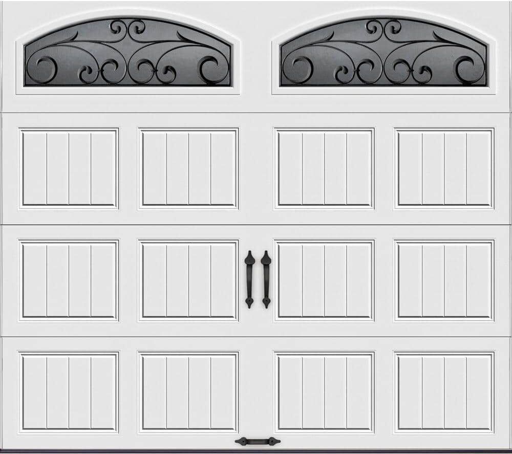 Clopay Gallery Collection 8 ft. x 7 ft. 6.5 R-Value Insulated White Garage Door with Wrought Iron Window