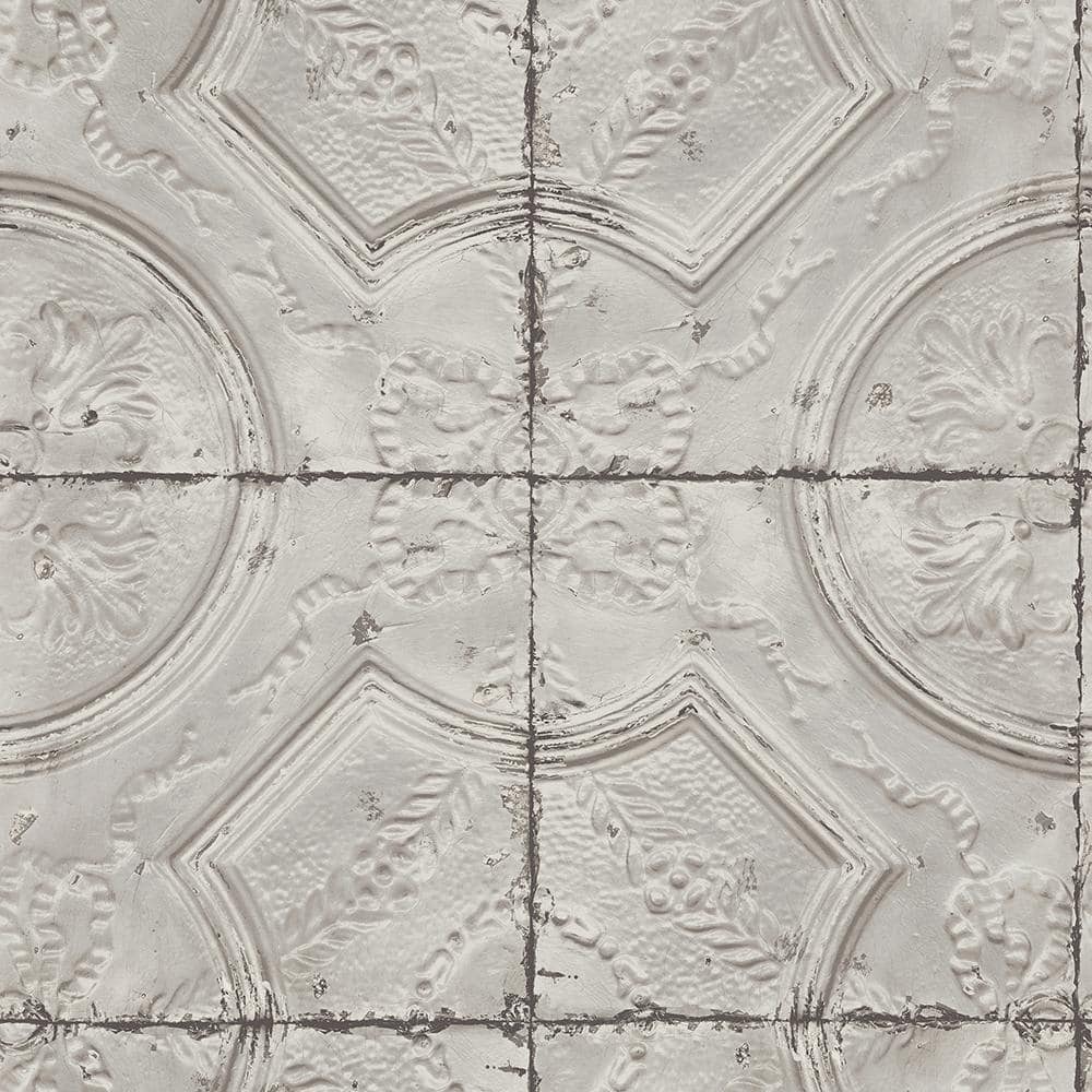 Chesapeake 56.4 sq. ft. Susanna Taupe Vintage Tin Tile Wallpaper