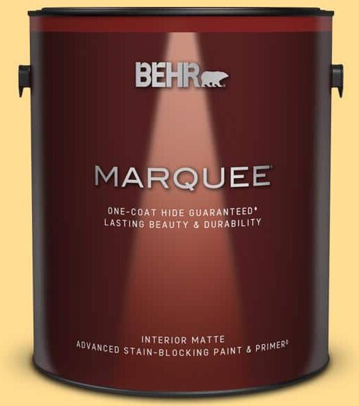 BEHR MARQUEE 1 gal. #320B-4 Lemon Pound Cake Matte Interior Paint & Primer