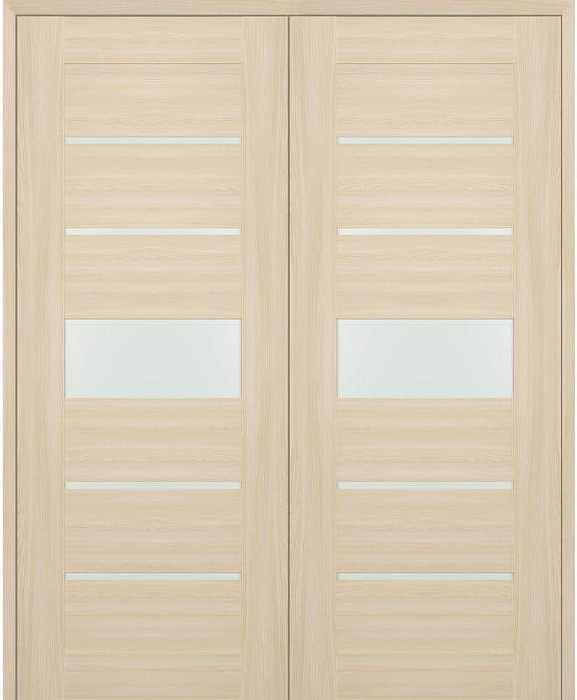 Belldinni Vona 07-06 36 in. x 84 in. Both Active 5-Lite Frosted Glass Loire Ash Wood Composite Double Prehung Interior Door