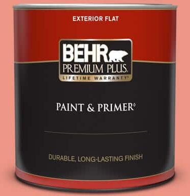 BEHR PREMIUM PLUS 1 qt. #P180-4 Guava Jelly Flat Exterior Paint & Primer