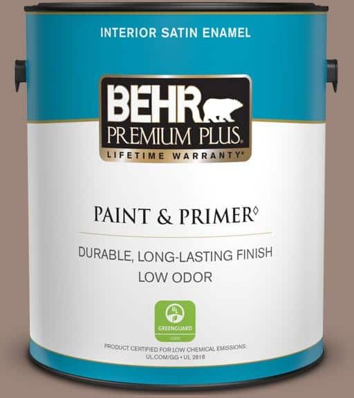 BEHR PREMIUM PLUS 1 gal. #PMD-52 Flower Wood Satin Enamel Low Odor Interior Paint & Primer