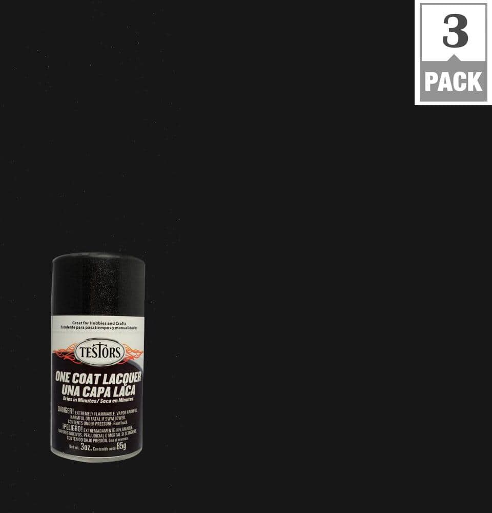 Testors 3 oz. Blazing Black Lacquer Spray Paint (3-Pack)