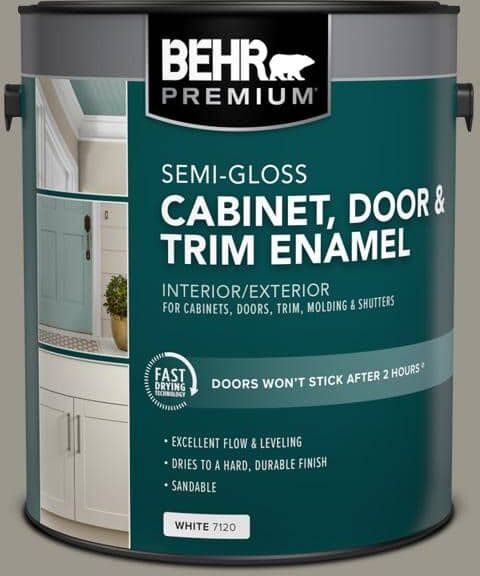 BEHR PREMIUM 1 gal. #MQ2-60 Iron Gate Semi-Gloss Enamel Interior/Exterior Cabinet, Door & Trim Paint