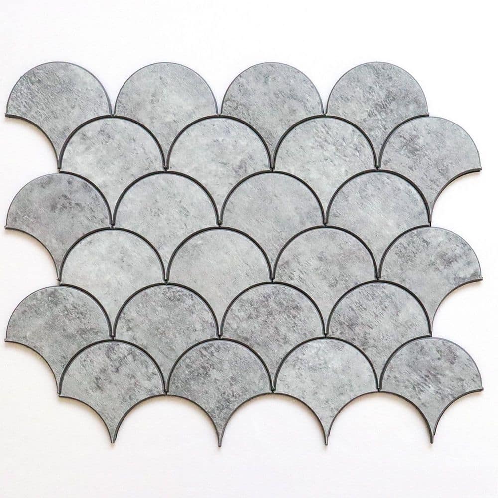 Avant Seoul Stone Gray Fish Scales 9.25 in. x 11.88 in. 4 mm Stone Peel and Stick Backsplash Tile (6.11 sq. ft./8-Pack)