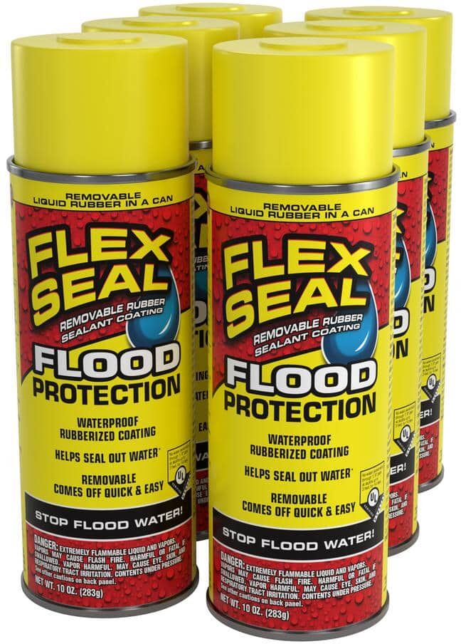 FLEX SEAL FAMILY OF PRODUCTS 10 oz. in Yellow Flex Seal Flood Protection Aerosol Liquid Rubber Spray Paint Sealant (6-Pack)