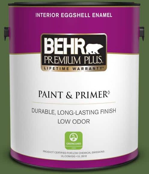 BEHR PREMIUM PLUS 1 gal. #M380-7 Alfalfa Extract Eggshell Enamel Low Odor Interior Paint & Primer