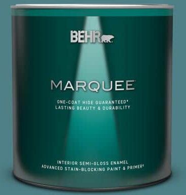 BEHR MARQUEE 1 qt. #ICC-75 Tapestry Teal Semi-Gloss Enamel Interior Paint & Primer