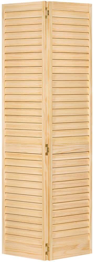 Kimberly Bay 36 in. x 80 in. 36 in. Plantation Louvered Solid Core Unfinished Wood Interior Closet Bi-Fold Door