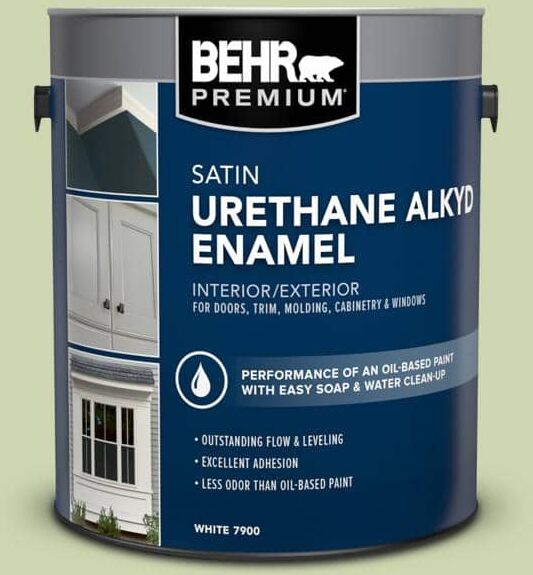 BEHR PREMIUM 1 gal. #M360-3 Avocado Whip Urethane Alkyd Satin Enamel Interior/Exterior Paint