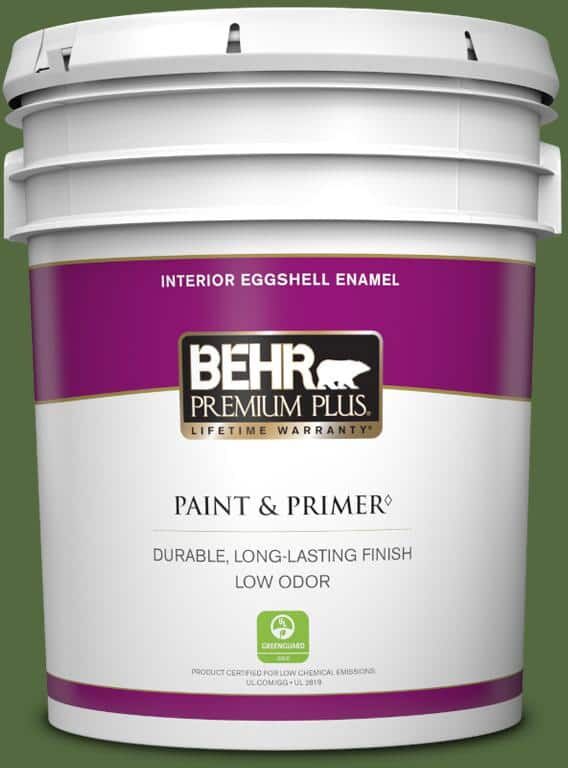 BEHR PREMIUM PLUS 5 gal. #M380-7 Alfalfa Extract Eggshell Enamel Low Odor Interior Paint & Primer