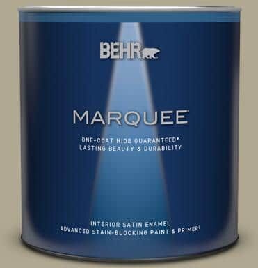 BEHR MARQUEE 1 qt. #BXC-22 Field Khaki Satin Enamel Interior Paint & Primer