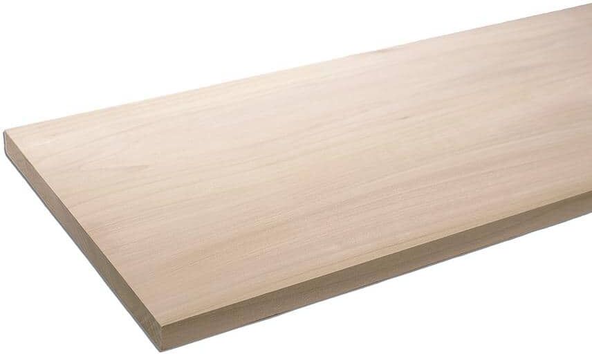 Waddell Project Board - 96 in. x 12 in. x 1 in. - Unfinished S4S Poplar Hardwood w/No Finger Joints - Ideal for DIY Shelving