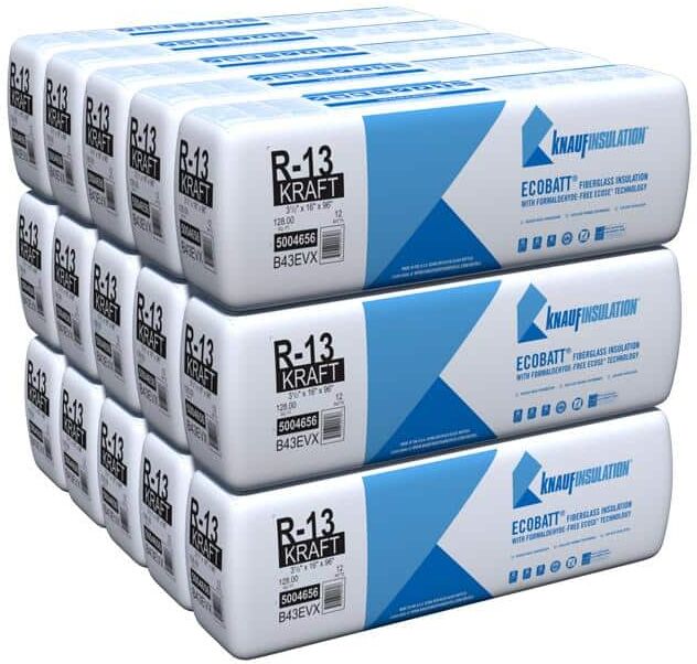 Knauf Insulation R-13 EcoBatt Kraft Faced Fiberglass Insulation Batt 3-1/2 in. x 16 in. x 96 in. (15-Bags)